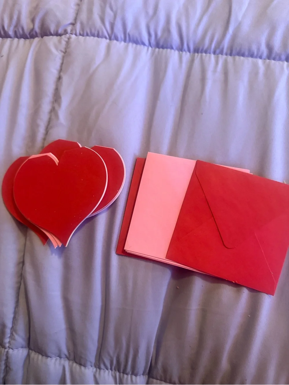 Red & Pink Heart Card Set - Bright Red Hearts